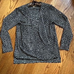 Michael Kors Women’s Small Silver Metal Corset Front Long Sleeve Cheetah Top